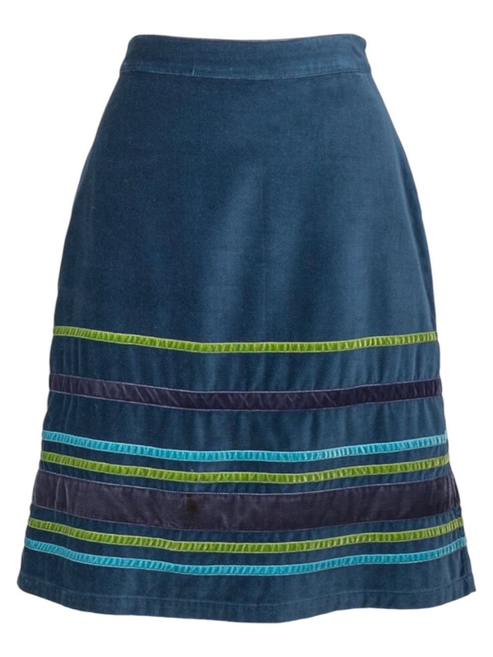 Boden | Turquoise Blue Green Teal velvet ribbon lined skirt Sz 8